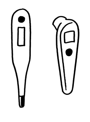 Zeichnung von zwei verschiedenen Thermometern.